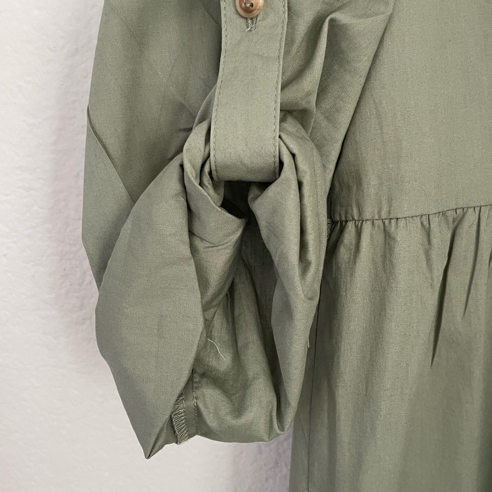 Haven Hearts Olive Green Button-Up Oversized Maxi Dress - Picture 5 of 10